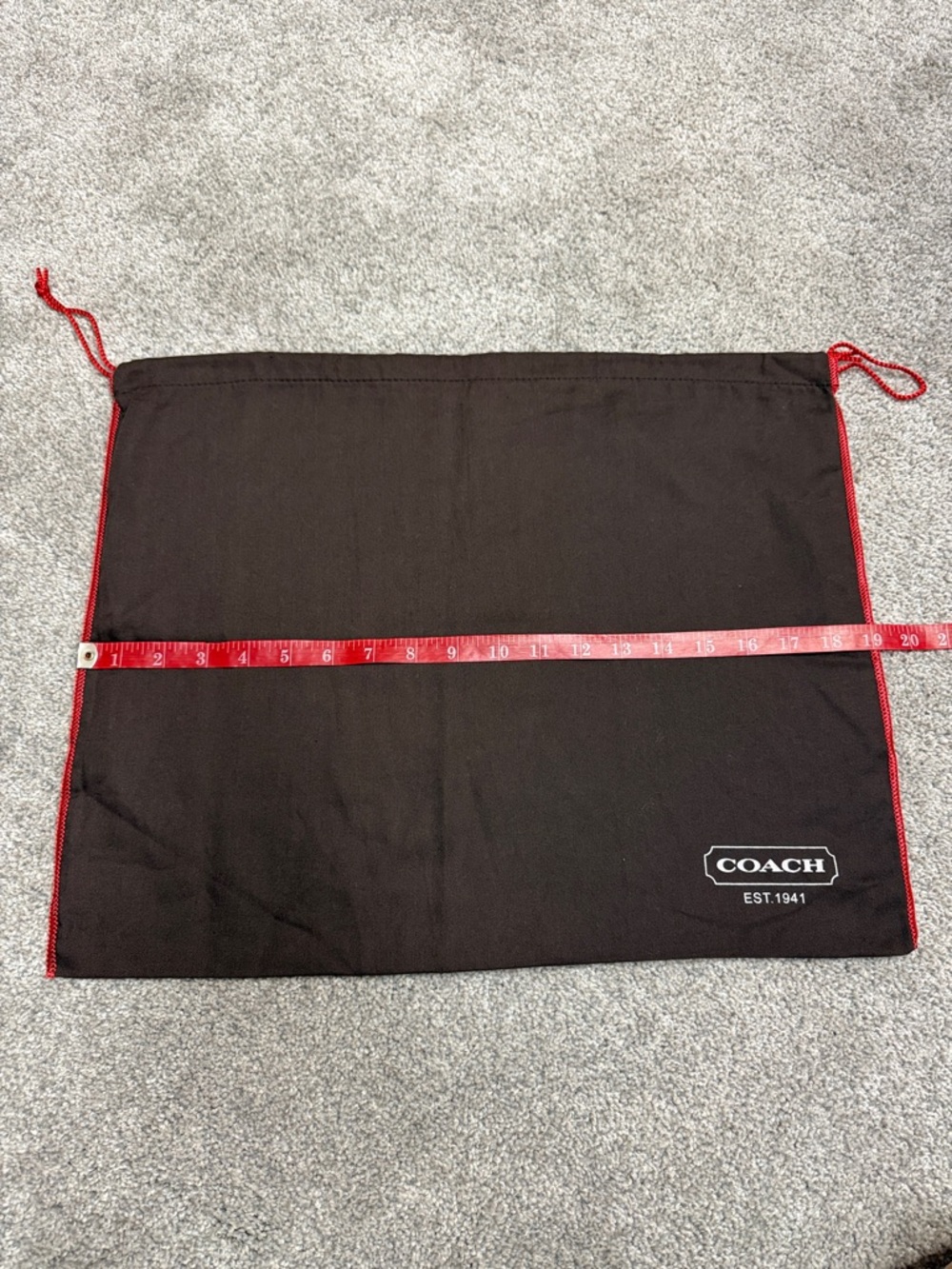 Coach Brown Dust Bag with Red Trim